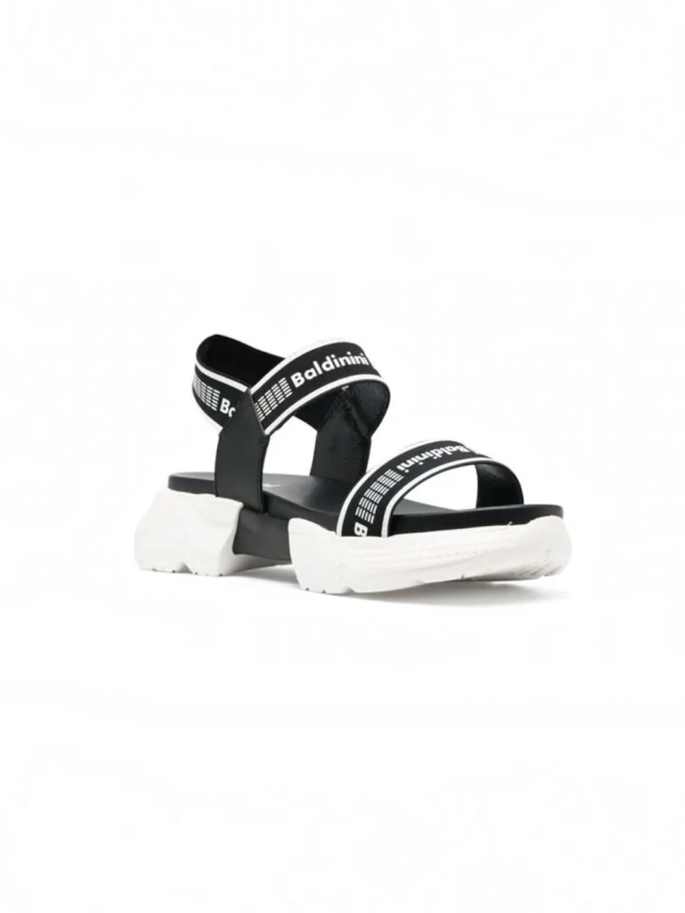 Baldinini Black and White Logo Detail Chunky Strap Platform Sandals